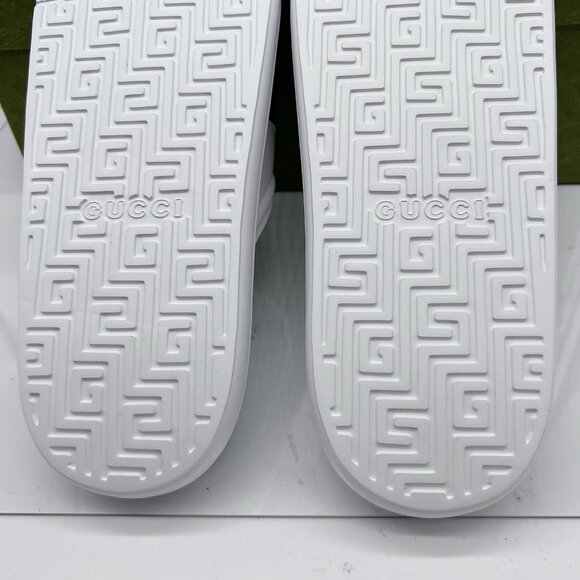Gucci Men’s Web ACE RUBBER Slide Sandals Pool White UK 12 US 12.5 NEW AUTHENTIC - Picture 11 of 14